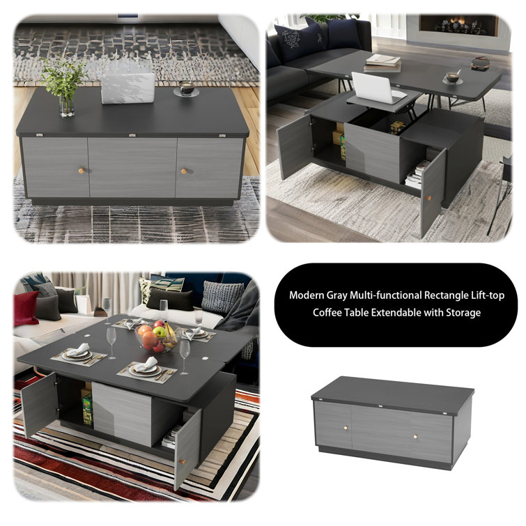 Latitude Run® Lift Top Pedestal Coffee Table with Storage Wayfair Canada